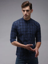 Men Blue Checked Casual Shirt-WONDERCHECKS-1734-Navyblue